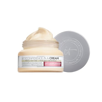 IT Cosmetics Confidence in a Cream Viaje - Hidratante Facial Antienvejecimiento, Reduce Líneas Finas y Arrugas, Hidratación de Hasta 48H, 0.5 fl oz - imagen 2