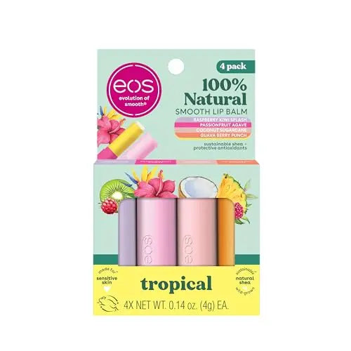 Bálsamos Labiales 100% Naturales eos - Raspberry Kiwi Splash, Passionfruit Agave, Coconut Sugarcane y Guava Berry Punch, Hidratación Todo el Día, - imagen 1