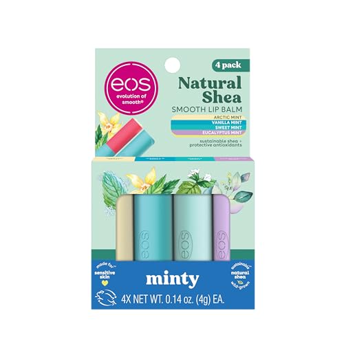 eos Pack de Bálsamos Labiales Naturales de Manteca de Karité - Artic, Vainilla, Dulce y Eucalipto Menta, Set de Regalo Hidratante, 0.14 oz, 4-Pack - imagen 4