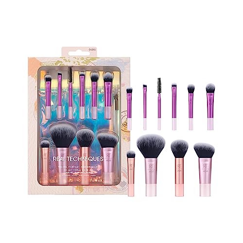 Set de Brochas de Maquillaje Mini de Viaje Real Techniques de 11 Piezas, Brochas de Tamaño Viaje para Base, Sombra, Polvo, Rubor, Contorno y - imagen 1