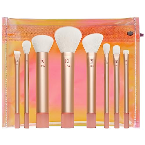 Set de Pinceles de Maquillaje Real Techniques de 9 Piezas The Wanderer, para Sombra de Ojos, Base, Corrector, Rubor y Contorno, Pinceles Midi de - imagen 1