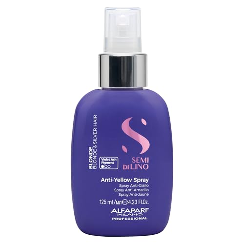 ALFAPARF MILANO Spray Antiamarillo Semi di Lino para Cabello Rubio, Platino y Plateado - Spray Aclarador Sin Sulfatos - Elimina Tonos Amarillos y - imagen 1