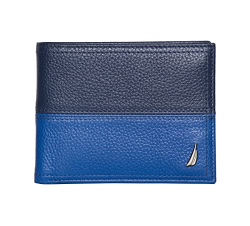 Billetera de Piel para Hombre Nautica | Bloqueo RFID | Ventana para ID | Compartimentos para Tarjetas | Duradera y Estilosa, Azul Cobalto - imagen 3