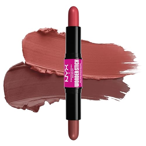 NYX PROFESSIONAL MAKEUP Wonder Stick Blush con Ácido Hialurónico Hidratante, Barra de Rubor en Crema de Doble Extremo - Coral y Durazno Profundo - imagen 1
