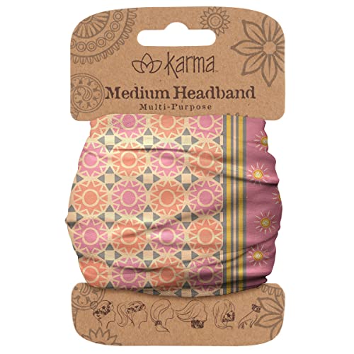 Diadema Karma Pink Sunburst para Mujeres - Tamaño Mediano - Diadema de Tela y Bufanda para el Cabello Elástica - Rosa - imagen 3