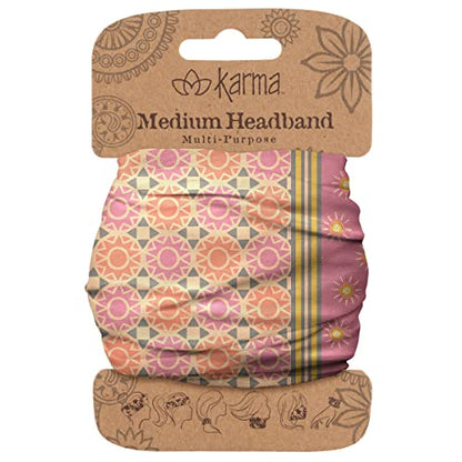 Diadema Karma Pink Sunburst para Mujeres - Tamaño Mediano - Diadema de Tela y Bufanda para el Cabello Elástica - Rosa - imagen 2