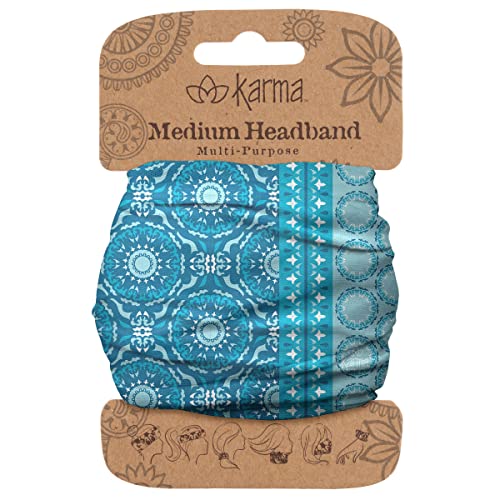 Diadema Karma Blue/Split Medallion para Mujeres - Mediana - Diadema de Tela y Bufanda para el Cabello Elástica - Azul - imagen 3