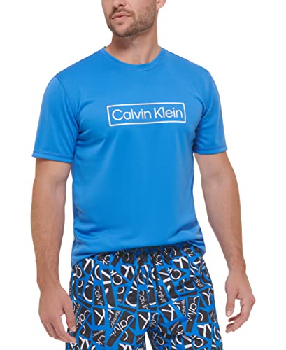 Camiseta Activa de Manga Corta para Hombre Calvin Klein, Ligera y de Secado Rápido, Protección UPF 40+, Logo Azul, Talla X-Large - imagen 2