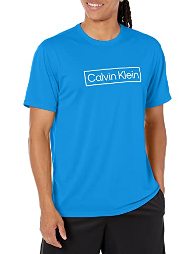 Camiseta Activa de Manga Corta para Hombre Calvin Klein, Ligera y de Secado Rápido, Protección UPF 40+, Logo Azul, Talla XX-Large - imagen 1