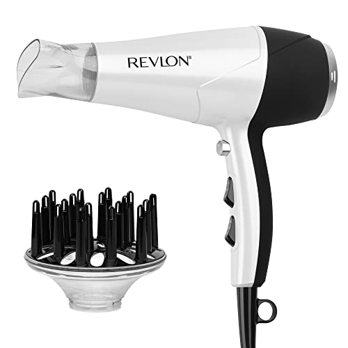 REVLON Volume Booster, Secador de Pelo con Difusor para Rizos | Aumenta Volumen, Reduce Frizz y Daño, Secado Rápido, 1875 Watts (Blanco) - imagen 1