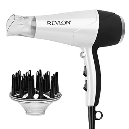 REVLON Volume Booster, Secador de Pelo con Difusor para Rizos | Aumenta Volumen, Reduce Frizz y Daño, Secado Rápido, 1875 Watts (Blanco) - imagen 1
