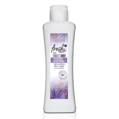 SALERM - Champú Morado Biokera Fresh Ultra-Violet Shot - 300 ml - Para Cabello Rubio, Canoso, Mechas o Decolorado - Neutraliza Tonos Amarillos - - imagen 1