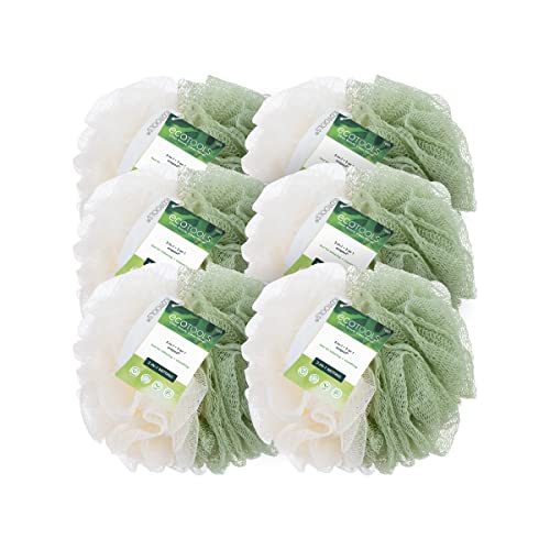 EcoTools Green EcoPouf 2 en 1, Esponja de Ducha Doble Cara, Exfoliante y Limpiador de Piel, Hecho de Red Reciclada, Accesorio de Baño Ecológico, 1 - imagen 4