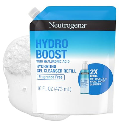 Neutrogena Hydro Boost Gel Limpiador Facial Hidratante Sin Fragancia con Ácido Hialurónico, Espuma Diaria y Desmaquillante, 16 fl. oz - imagen 3