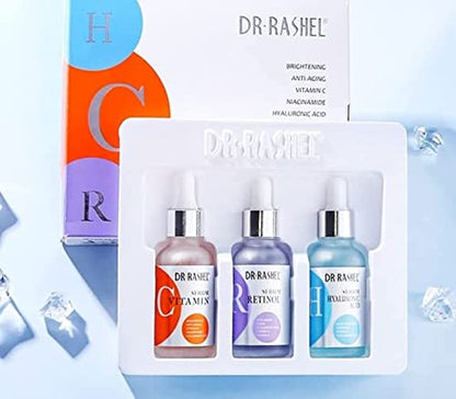 Dr Rashel Vitamin C, Retinol & Hyaluronic Acid Complete Facial Serum Moisturizing Repair Set, Size (1.01 oz x 3 Pack Face Serum) - imagen 3
