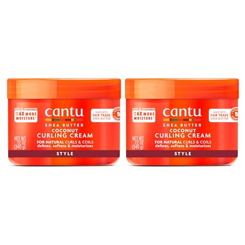 Crema para rizos de coco Cantu para cabello natural con manteca de karité pura, 12 oz (Paquete de 2) - imagen 1