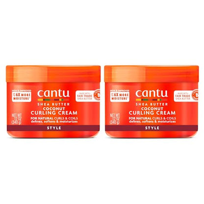 Crema para rizos de coco Cantu para cabello natural con manteca de karité pura, 12 oz (Paquete de 2) - imagen 3
