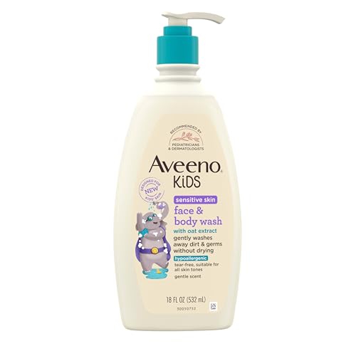 Aveeno Kids Gel de Baño para Cara y Cuerpo para Piel Sensible, Extracto de Avena, Sin Lagrimas, Hidratante, Aroma Suave, Dispensador de Bomba, - imagen 1