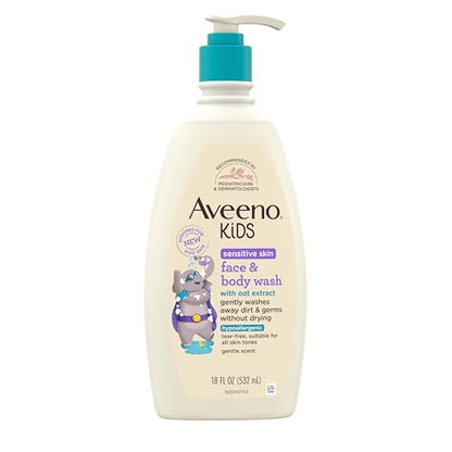 Aveeno Kids Gel de Baño para Cara y Cuerpo para Piel Sensible, Extracto de Avena, Sin Lagrimas, Hidratante, Aroma Suave, Dispensador de Bomba, - imagen 4