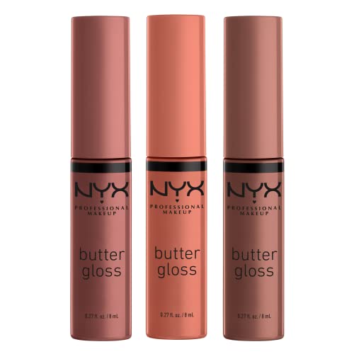 NYX PROFESSIONAL MAKEUP Butter Gloss Brown Sugar, Brillo Labial No Pegajoso - Paquete de 3 (Sugar High, Spiked Toffee, Butterscotch) - imagen 1