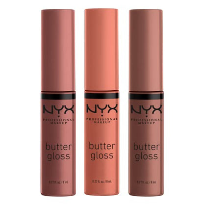 NYX PROFESSIONAL MAKEUP Butter Gloss Brown Sugar, Brillo Labial No Pegajoso - Paquete de 3 (Sugar High, Spiked Toffee, Butterscotch) - imagen 2