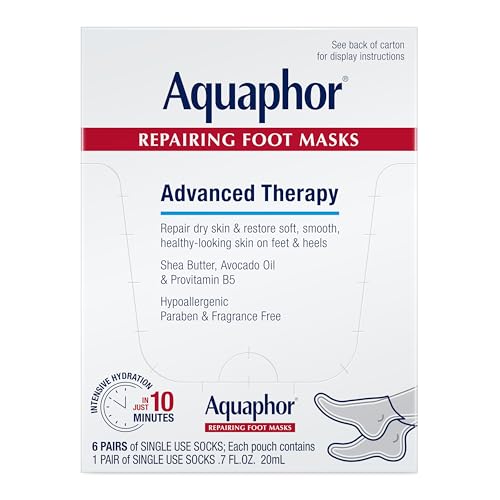 Mascarillas Reparadoras para Pies Aquaphor, Calcetines Hidratantes para Pies Secos, Tratamiento de Cuidado de Pies con Aceite de Aguacate y Manteca - imagen 2