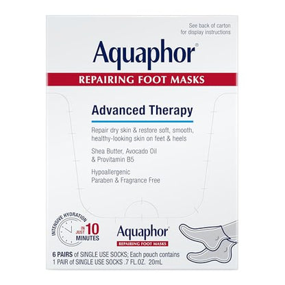 Mascarillas Reparadoras para Pies Aquaphor, Calcetines Hidratantes para Pies Secos, Tratamiento de Cuidado de Pies con Aceite de Aguacate y Manteca - imagen 4