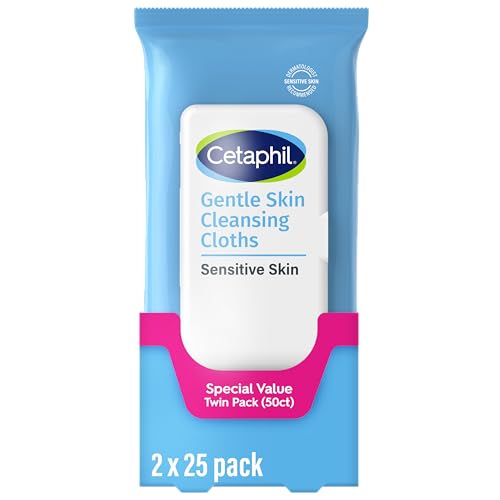 Toallitas Limpiadoras Cetaphil para Cara y Cuerpo, Paquete Doble de 50 Piezas, para Piel Seca y Sensible, Cierre Flip Top, Hipoalergénicas, Sin - imagen 1