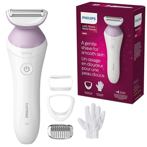 Afeitadora eléctrica Philips Beauty Lady Serie 6000, inalámbrica con 4 accesorios, BRL136/00, color blanco - imagen 3