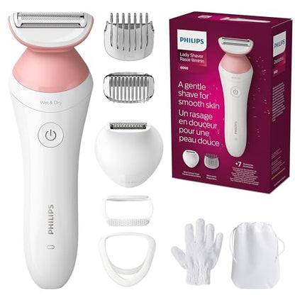 Afeitadora Eléctrica Philips Beauty Lady Serie 6000, Inalámbrica con 7 Accesorios, BRL146/00, Blanca - imagen 2
