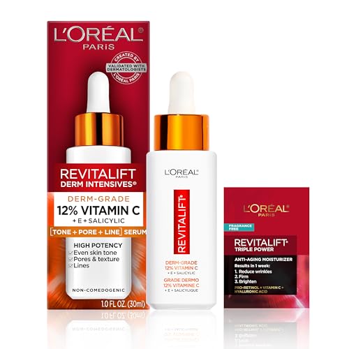 Suero L'Oreal Paris Revitalift 12% Vitamina C Pura, Suero Iluminador para el Rostro con Vitamina E y Ácido Salicílico, 1 oz + Muestra de Hidratante - imagen 4