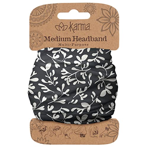 Cinta para el cabello Karma Gifts Black Ivy para mujeres - Mediana - Diadema de tela y bufanda elástica - Negro y blanco - imagen 1