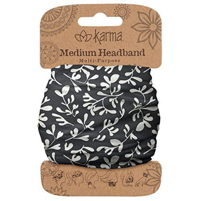 Cinta para el cabello Karma Gifts Black Ivy para mujeres - Mediana - Diadema de tela y bufanda elástica - Negro y blanco - imagen 1