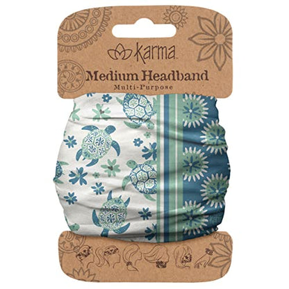 Diadema Karma Turtle para Mujeres - Mediana - Diadema de Tela y Bufanda para el Cabello Elástica - Blanca/Azul - imagen 1