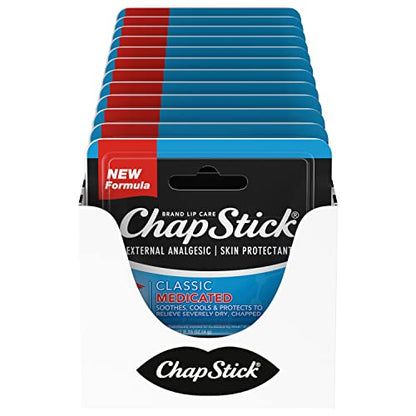 Bálsamo Labial Medicado ChapStick Classic, Tratamiento para Labios Agrietados y Protector de Piel - 0.15 oz x 12 Tubos - imagen 1
