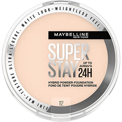 Maybelline Super Stay Base en Polvo Híbrida 24HR, Maquillaje de Cobertura Media a Completa, Acabado Mate, 112, 1 Unidad - imagen 2
