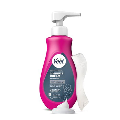 Crema Veet Profesional de 2 Minutos para Todo Tipo de Piel con Manteca de Karité, Depilación de Bikini y Vello Público, 13.5 FL OZ con Espátula - imagen 1