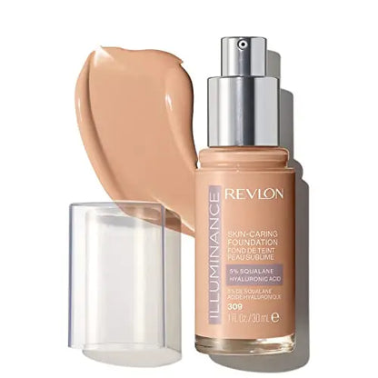 Base líquida Revlon Illuminance con ácido hialurónico, fórmula hidratante y nutritiva, cobertura media, 309 Toasted Beige, 1 fl oz - imagen 3