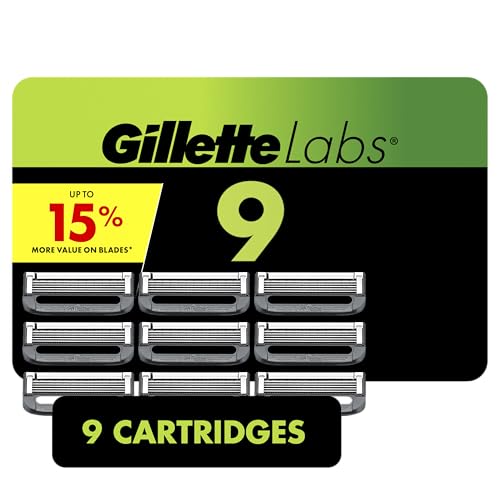 Recambios de Cuchillas GilletteLabs, Recortadora de Precisión, 5 Cuchillas, Compatibles con Barra Exfoliante y Razores Calentados, Paquete de 9 - imagen 1
