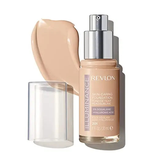 Base líquida iluminadora Revlon con ácido hialurónico, fórmula hidratante y nutritiva de cobertura media, 201 Crema Natural, 1 fl oz - imagen 3