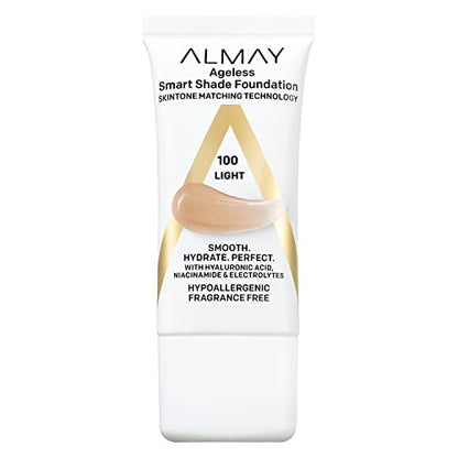 Base de Maquillaje Anti-Envejecimiento Almay, Smart Shade con Ácido Hialurónico, Niacinamida, Vitaminas C y E, Hipoalergénica y Sin Fragancia, 100 - imagen 1