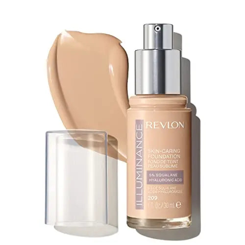 Base líquida iluminadora Revlon con ácido hialurónico, fórmula hidratante y nutritiva, cobertura media, 209 Buff Beige, 1 fl oz - imagen 2