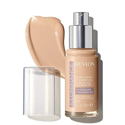 Base líquida Revlon Illuminance con ácido hialurónico, fórmula hidratante y nutritiva, cobertura media, 301 Beige Frío, 1 fl oz - imagen 2