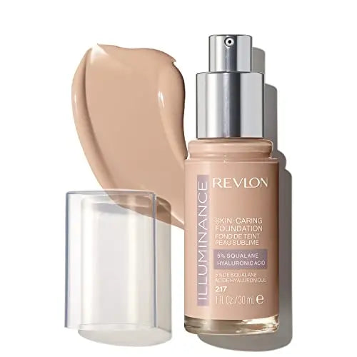 Base líquida iluminadora Revlon con ácido hialurónico, fórmula hidratante y nutritiva, cobertura media, 217 Beige, 1 fl oz - imagen 2