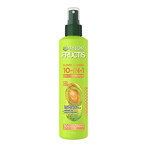 Garnier Fructis Sleek & Shine 10 en 1 para Cabello Frizado y Seco, con Queratina Vegetal, 8.1 Fl Oz, 1 Unidad (El Empaque Puede Variar) - imagen 3