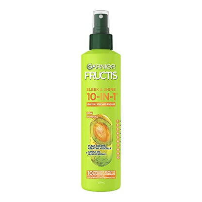 Garnier Fructis Sleek & Shine 10 en 1 para Cabello Frizado y Seco, con Queratina Vegetal, 8.1 Fl Oz, 1 Unidad (El Empaque Puede Variar) - imagen 2