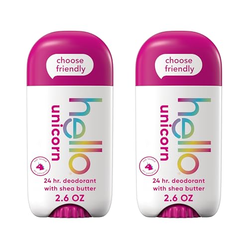 Desodorante sin aluminio Hello Unicorn para mujeres y niñas, seguro para niños, probado dermatológicamente, fragancia natural, paquete de 2 - imagen 1