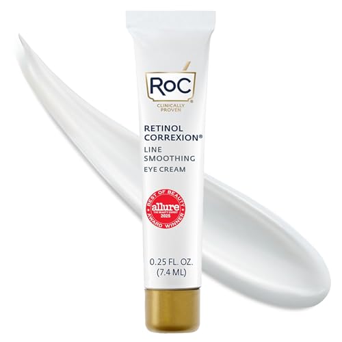 Crema para los Ojos RoC Retinol Correxion Mini para Ojeras y Hinchazón, Crema Antienvejecimiento, Tratamiento para Alisar Arrugas, 0.25 Onzas - imagen 1