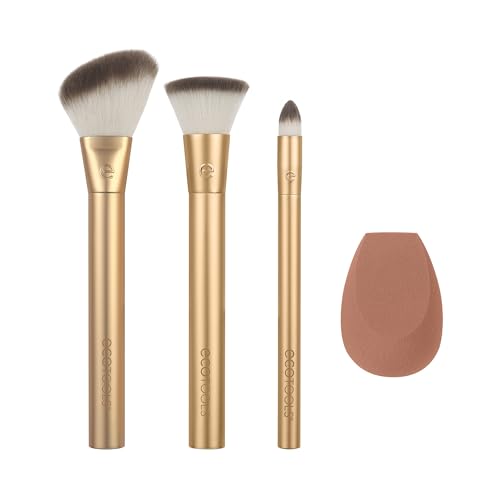 Set de Brochas de Maquillaje EcoTools Precious Metals para Mezclar y Esculpir, 4 Piezas, Esponja de Maquillaje, Aluminio Reciclado, Cruelty-Free - imagen 3
