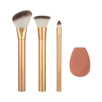 Set de Brochas de Maquillaje EcoTools Precious Metals para Mezclar y Esculpir, 4 Piezas, Esponja de Maquillaje, Aluminio Reciclado, Cruelty-Free - imagen 3